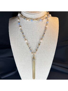 Jack Gold Tone Multicolor Bead Long Tassel Necklace Size 34-36" Adjustable